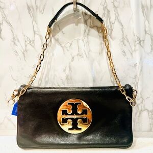 Tory Burch Leather Shoulder Bag with Gold Chain